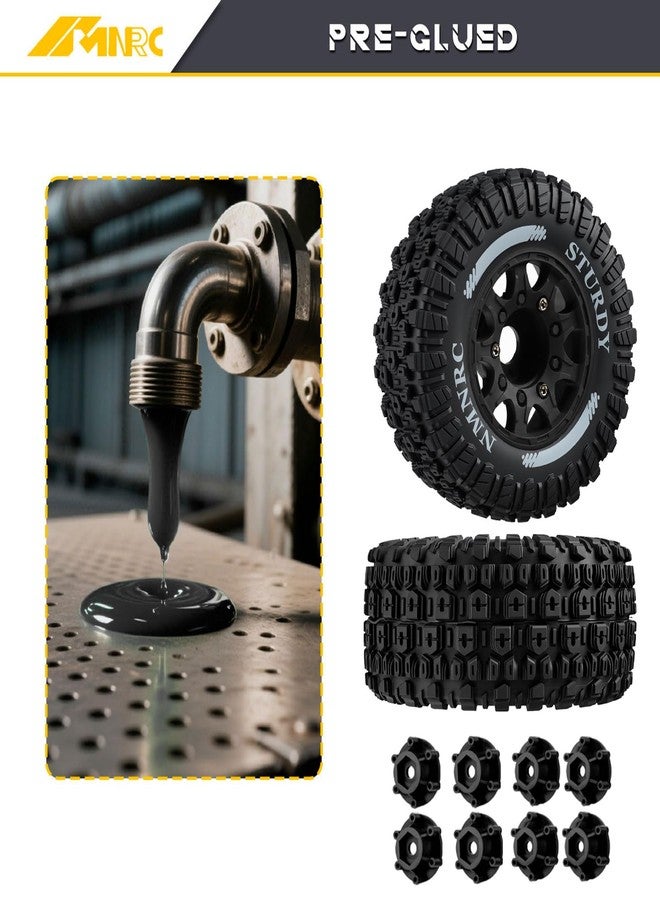 NMNRC Pre-Glued Plastic RC Wheels and Tires 12MM 14MM 17MM Hex Compatible with Arrma Axial RC4WD Redcat Slash 2WD 4X4 Senton Short Course Truck Upgrades Part Black - Image 4